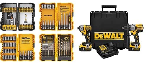 Buy DEWALT DCK299P2 20V MAX XR 5.0Ah Premium Cordless Hammerdrill & Impact Driver Combo Kit with DEWALT DWA2FTS100 Screwdriving and Drilling Set, 100 Pcs. 