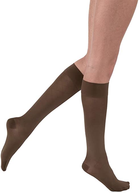 Buy Closed Toe JOBST UltraSheer Diamond Pattern 15-20 mmHg Knee High Compression Stockings, Large, Espresso 