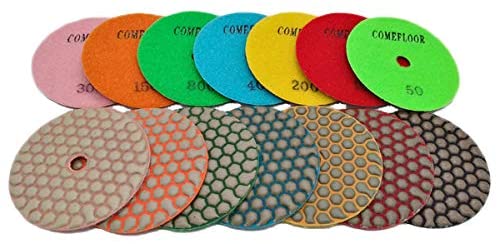 Buy ComeFloor Dry Diamond Polishing Pads Premium Matte Grinding Pads for Marble Concrete Granite Grind 50#-3000# (4inch, 7pcs) (4