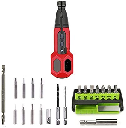 Buy Mini Electric Screwdriver Drill 3.6v Lithium Battery High Torque Manual Power Tools LED Light For HOME DIY (7, Red)  