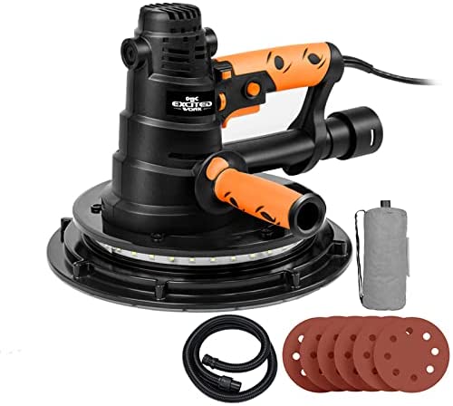 Buy Excited Work 800W Electric Drywall Sander with Automatic Vacuum System and Variable LED Light with Removable Handle Dust collection bag and 13 sanding discs are included. EWHT989D 