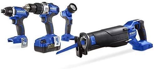 Buy Kobalt 24-Volt Max 4-Tool Set Brushless Lithium Ion (Li-ion) Motor Cordless Combo Kit with Soft Case 