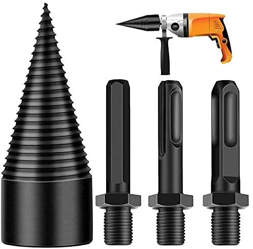 Buy Log Splitter Drill Bit Heavy Duty Drill Screw, Hex Shank Wood Splitter Steel Integrated Screw Cone Wood Splitter Bit, Woodworking Cut Tools for Electric Drill 