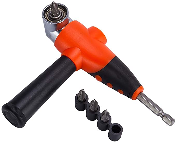 Buy Right Angle Buwico Hex Shank Power Tool Attachment Right-Angle Adapter with Removable Handle and Four Screw Drivers 