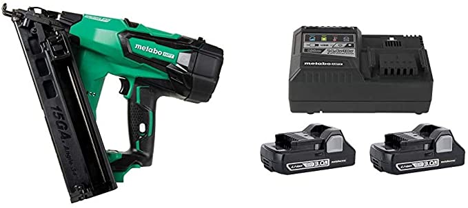 Buy Metabo HPT NT1865DMAQ4 18V Cordless Angled Finish Nailer (Tool Only) and Metabo HPT Battery (2-Pack) and Charger Combo Kit 