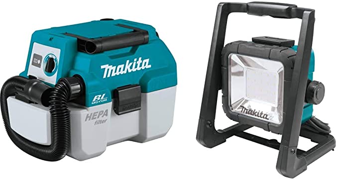 Buy Makita XCV11Z 18V LXT Lithium-Ion Brushless Cordless 2 Gallon HEPA Filter Portable Wet/Dry Dust Extractor/Vacuum, Tool Only, and DML805 18V LXT Lithium-Ion Cordless/Corded 20 L.E.D. Flood Light, Tool Only 