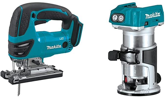 Buy Makita XVJ03Z 18V LXT Lithium-Ion Cordless Jig Saw and XTR01Z 18V LXT Lithium-Ion Brushless Cordless Compact Router 