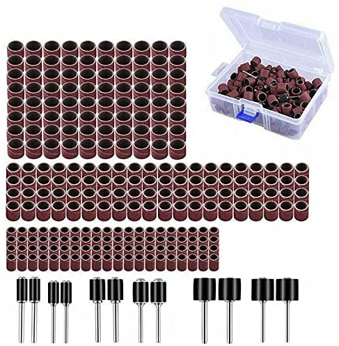 Buy Drum Sander Set 252 Pieces Includes 240 Pieces Nail Sanding Band Sleeves and 12 Pieces Drum Mandrels for Dremel Rotary Tool 