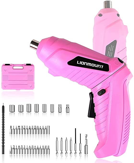 Buy LionMount 3.6 V Pink Wireless Rechargeable Handheld Screw Gun Set for Women, Li-on Battery LED light Pivoting Head Bit Socket 47-Piece Set with Plastic Case Cordless Electric Screwdriver, LionMount 3.6 V Pink Wireless Rechargeable Handheld Screw Gun Set for Women, Li-on Battery LED light Pivoting Head Bit Socket 47-Piece Set with Plastic Case 