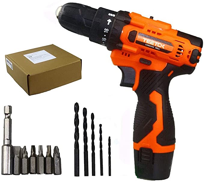 Buy 12V Cordless Drill Driver, 2-Speed Cordless Drill with Battery and Charger, Cordless Mini Drill with 12-Piece Screwdriver Set 