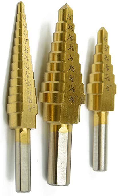 Buy Meichoon 3-Piece British System Step Drill Bit Set 4241 HSS Triangle Handle Step Cone Drill Hole Reamer Drilling DC12B 3/16-1/2