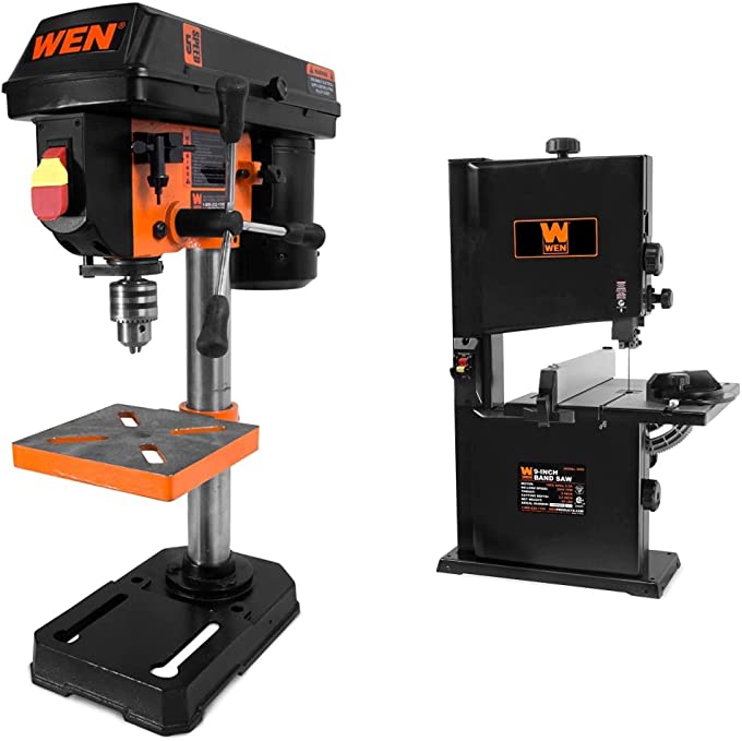 Buy Black WEN 4208T 2.3-Amp 8-Inch 5-Speed Benchtop Drill Press & 3959T 2.5-Amp 9-Inch Benchtop Band Saw 