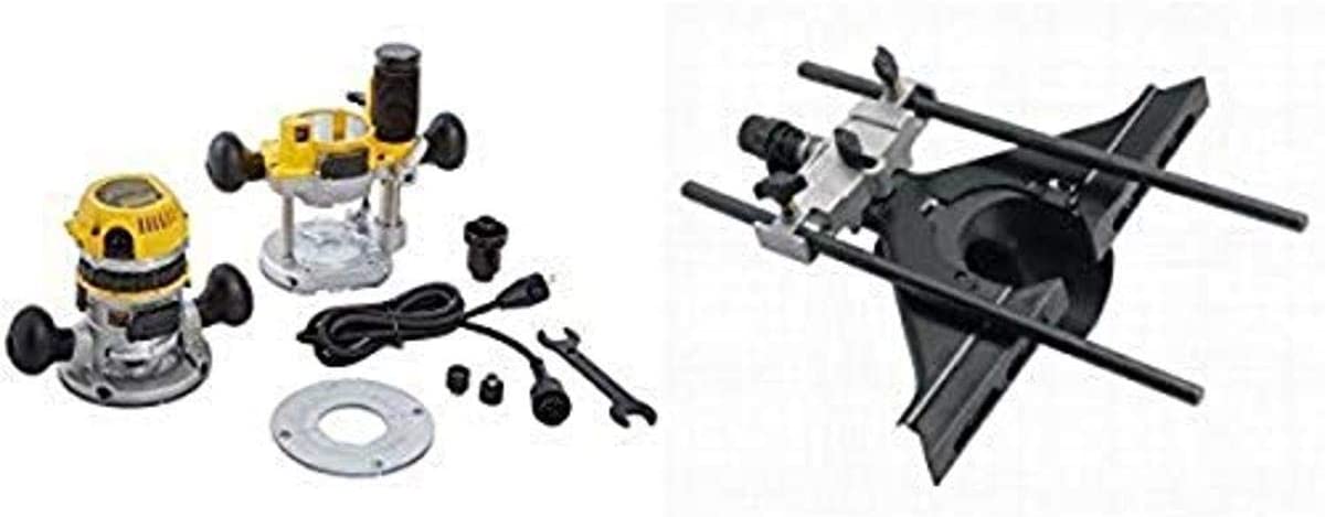 Buy DEWALT DW618PK 12-AMP 2-1/4 HP Plunge and Fixed-Base Variable-Speed Router Kit with Fine Adjustment Router Edge Guide and Vacuum Adaptor 