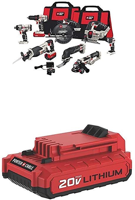 Buy PCCK619L8 20V MAX 8-Tool Combo Kit with PCC682L 20V MAX 2.0 Amp Hour Battery from PORTER-CABLE 