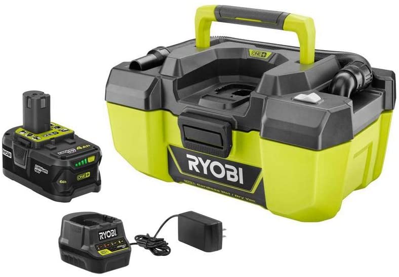 Buy RYOBI 18-Volt ONE + Lithium-Ion Cordless 3 Gallon Project Wet/Dry Vacuum with Attachment Storage, 4.0 Ah Battery, and Charger 