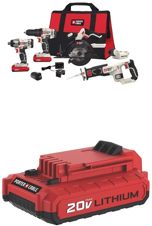 Buy PORTER-CABLE PCCK617L6 20V MAX Lithium Ion 6-Tool Combo Kit with Free USB Device and PCC682L 20V MAX 2.0 Amp Hour Battery PORTER-CABLE PCCK617L6 20V MAX Lithium Ion 6-Tool Combo Kit with PCC682L 20V MAX 2.0 Amp Hour Battery 