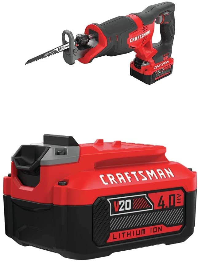 Buy CRAFTSMAN V20 Cordless Reciprocating Saw Kit with EXTRA Lithium Ion Battery, 4.0-Amp Hour (CMCS300M1 & CMCB204)  