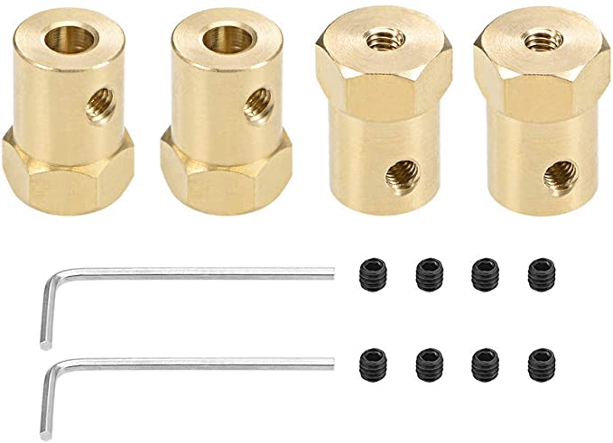 Buy uxcell 5mm Bore Motor Hex Brass Shaft Coupling Connector for Car Wheels Tires Shaft Motor 4pcs 