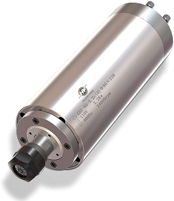 Buy Huanyang Water Cooled CNC Spindle Milling Motor 110V 2.2KW 24000RPM 400hz for Engraving Machine 80mm ER20 Collet 