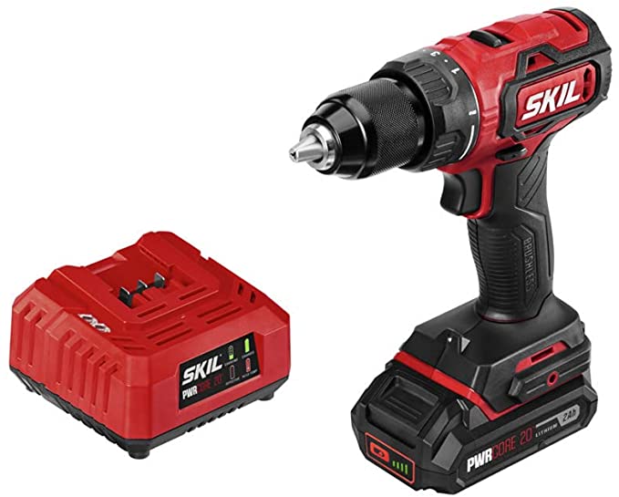 Buy DL529303 SKIL PWR CORE 20 Brushless 20V 1/2 Inch Drill Driver with 2.0Ah Lithium Battery and Standard Charger 