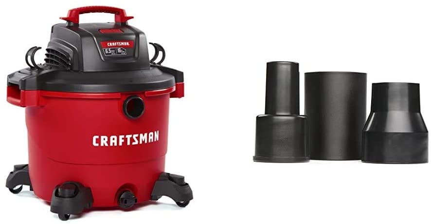 Buy CRAFTSMAN CMXEVBE17595 16 Gallon 6.5 Peak HP Wet/Dry Vac, Heavy-Duty Shop Vacuum with Attachments & CRAFTSMAN CMXZVBE38673 3Piece Wet/Dry Vacuum Adapter Connector Kit 