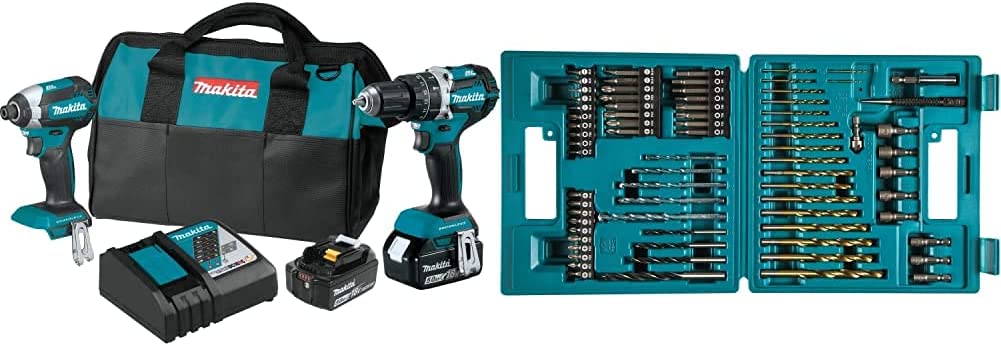 Buy Makita XT269T 18V LXT Lithium-Ion Brushless Cordless 2-Piece Combo Kit (5.0Ah) & B-49373 75-Piece Metric Drill & Screw Bit Set 