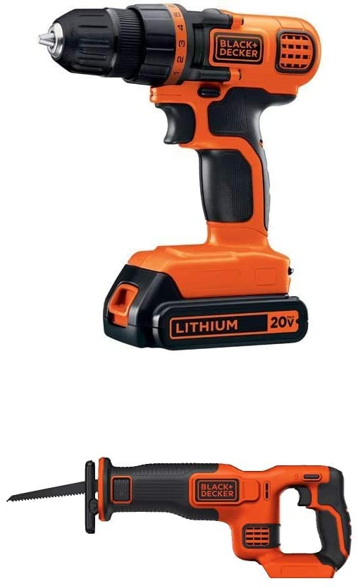 Buy BLACK+DECKER BDCR20B 20V MAX Lithium Ion Bare Reciprocating Saw and BLACK+DECKER LDX120C 20V MAX Lithium Ion Drill/Driver 