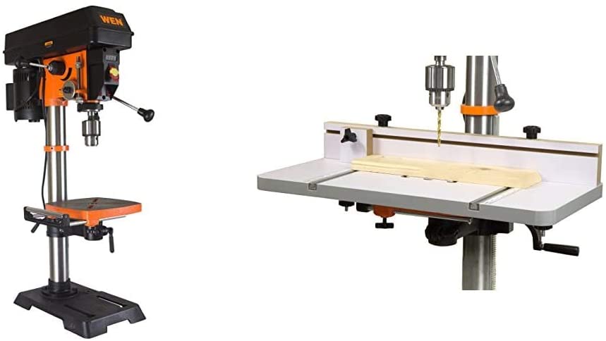 Buy WEN 4214 12-Inch Variable Speed Drill Press in Orange and DPA2412T 24-Inch x 12-Inch Drill Press Table with Adjustable Fence and Stop Block 