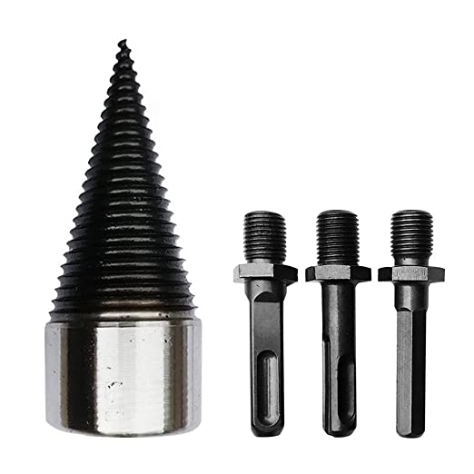 Buy Heavy Duty Splitting Wood Cone Drill Bit, 42mm High Speed Breaker Tool Screw Cone Driver Firewood Splitter Drill Bit Set for Household Use Firewood Drill Bit Set 