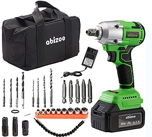 Buy Abizoe 20v Cordless Impact Wrench,5000mAh Li-ion Batteries,High Torque Brushless Impact Wrench for Wheel Bolts Screwdriving, with Charger and Power Tool Bag... 