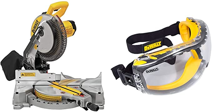 Buy DEWALT Miter Saw, Compound, Single Bevel, 10-Inch, 15-Amp with Safety Goggle (DWS713 & DPG82-11C)  