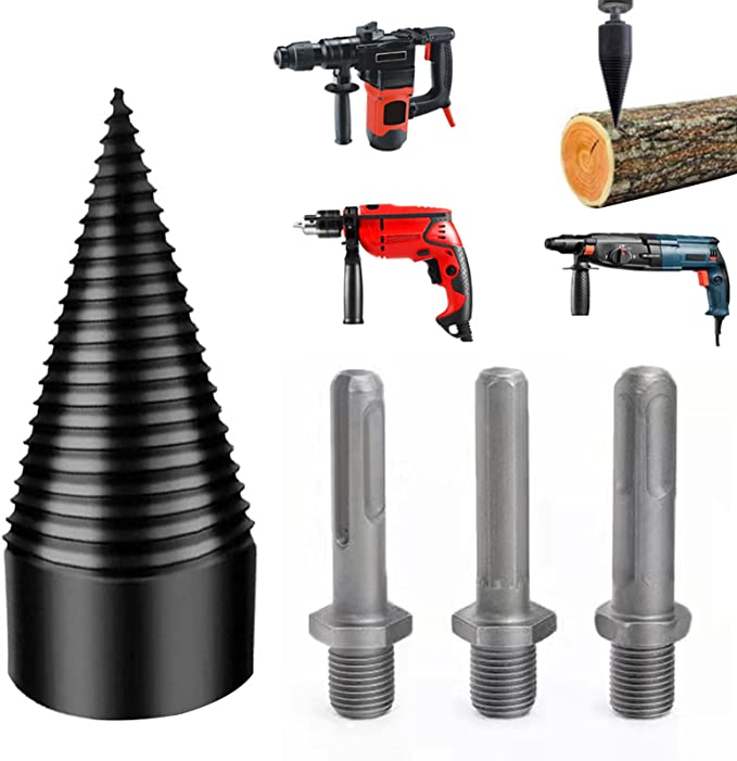 Buy 4PCS Wood Log Splitter Drill Bit Heavy Duty Drill Screw Cone Driver for Household Electric Drill Stick Hex Square Round (42mm 4pcs Log Splitter Drill Bit)  