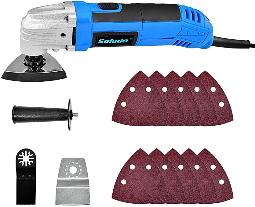 Buy SOLUDE Oscillating Tool, 3-Amp Oscillating Multitool with 4.5°Oscillation Angle, 6-Variable Speed Oscillating Saw with 13 Piece Saw Accessories and Anti-Vibration Auxiliary Handle 