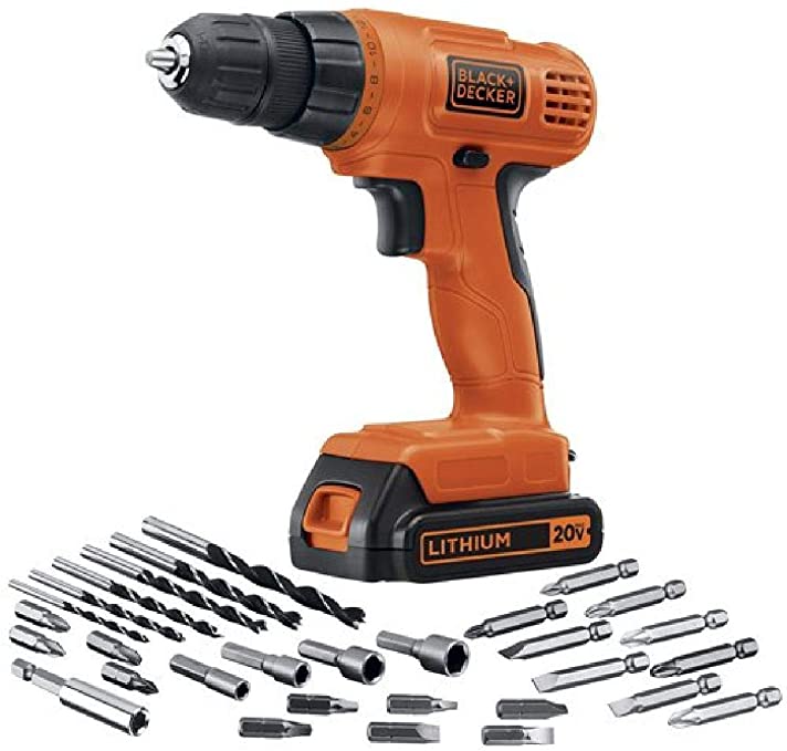 Buy 20V MAX Cordless Drill/Driver with 30-Piece Accessories (LD120VA) by BLACK+DECKER, Orange 