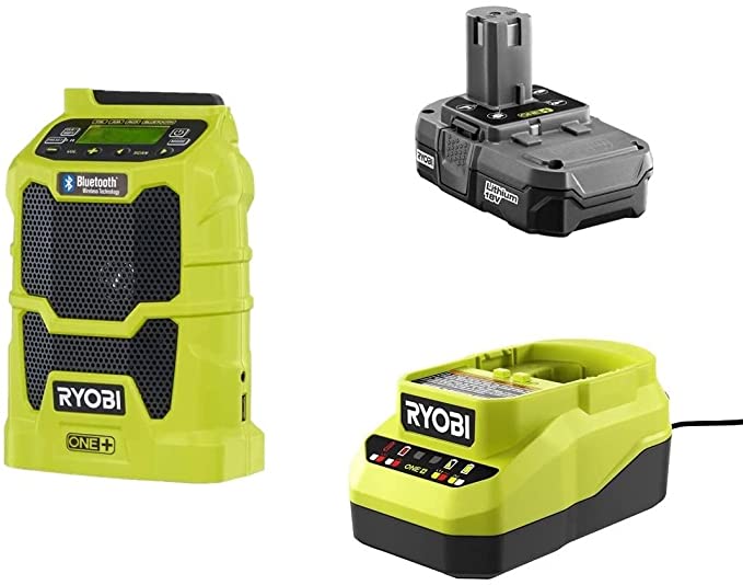 Buy Ryobi P742 18 Volt Portable Jobsite Radio Kit with USB Port and Bluetooth + Battery + Charger (Bulk Packaged, Non-Retail Packaging)  