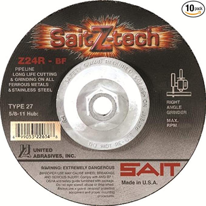 Buy Type 27 United Abrasives-SAIT 22633 Specialty Pipeline Cutting/Grinding Wheels, 6-Inch by 1/8-Inch by 5/8-11-Inch, 10-Pack 