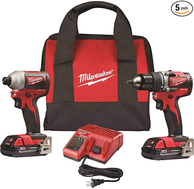 Buy Drill Driver/Impact Driver, Milwaukee 2892-22CT M18 Compact Brushless 2-Tool Combo Kit 