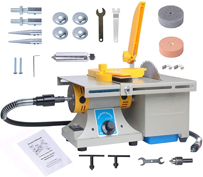 Buy Adjustable Mini Multi Purpose Home for Gem Metal Woodworking Carving Jewelry Polishing Buffer Machine Bench Lathe Rock Polisher 110V 350W TM-2 Upgrade 