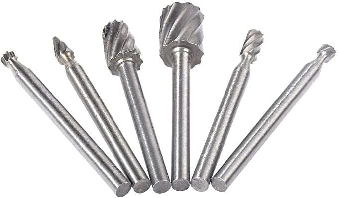 Buy Cutting Burr Bits Set, Single Cut Rotary Burr, High Speed Steel Wood Cutting Metal Rotary Files Tool, 6Pcs 1/8 Inch Shank 