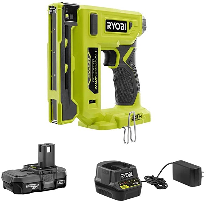 Buy Ryobi Cordless Compression Drive Crown Stapler Combo Kit with Battery and Charger, 18-Volt (Non-Retail Packaging, Bulk Packaged)  