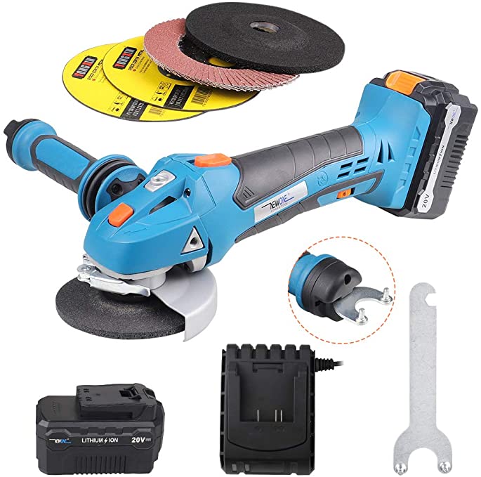 Buy NEWONE 20V Variable Speed Cutting Tool/Grinder with 4.0Ah Li-ion Battery, Max 8500RPM, 5pcs Grinding/Cutting Wheel, 3-Position Anti-vibration Auxiliary Handle 