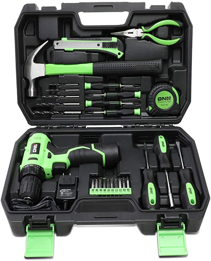 Buy DNA MOTORING TOOLS-00018 Green 27 PCS 12V Cordless Power Drill Driver Bit Set w/Charger+Screwdrivers+Pliers Home Repair Kit 