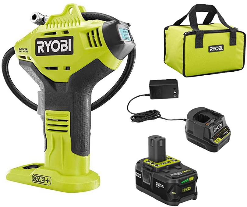 Buy Ryobi P737D 18-Volt ONE+ Cordless High Pressure Inflator with Digital Gauge, 4.0 Ah 18-Volt ONE+ High Capacity Lithium-Ion Battery, Charger, and Bag Ryobi P737D 18-Volt ONE+ Cordless High Pressure Inflator with Digital Gauge, 4.0 Ah 18-Volt ONE+ High Capacity Lithium-Ion Battery, Charger, and Bag (Bulk Packaged)  