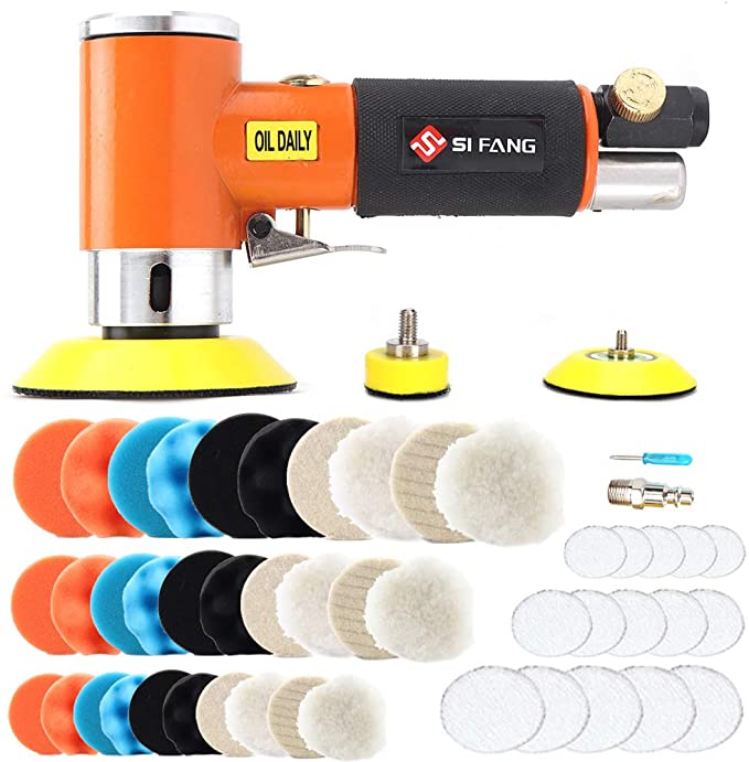 Buy SI FANG Air Powered Random Orbital Air Sander High Speed Sanders & Polisher for Auto Body Work, 48Pcs 1