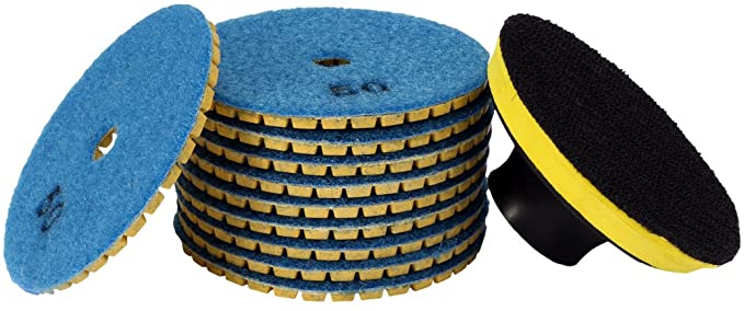 Buy 10pcs uxcell 3-inch Diamond Wet Polishing Pad Grit 50 for Granite Concrete Marble Blue 