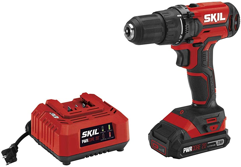 Buy DL527502 SKIL 20V 1/2 Inch Cordless Drill Driver with 2.0Ah PWR CORE 20 Lithium Battery and Charger 