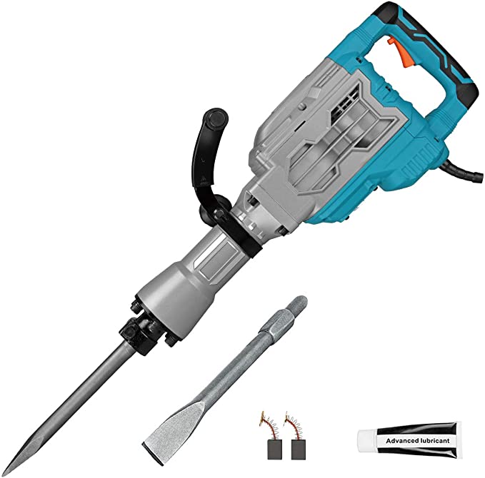 Buy Electric Demolition Berserker 1700W 1900 BPM Jack the Ripper SDS-Hex 1-1/8 Inch Heavy Duty Concrete Pavement Breaker Drills Kit with Flat Chisel and Bull Point Chisel for Trenching and Breaking 