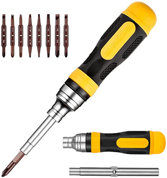 Buy EPYSV 19-in-1 multi-purpose ratchet magnetic ratchet ratchet ratchet ratchet ratchet rat Screwdriver set with double-sided bits, slotted bits, Torx bits, and hex tips 