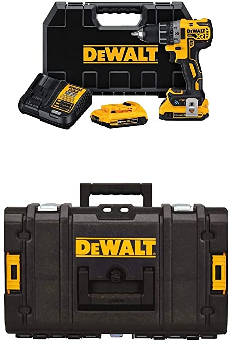 Buy DEWALT 20V MAX XR Brushless Drill/Driver Kit with Bluetooth Tool Connect (DCD792D2) and DEWALT DWST08201 Tough System Case, Small 