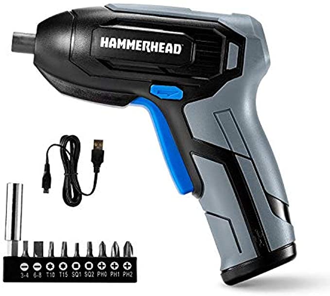 Buy HCSD040 – Hammerhead Rechargeable 4V Cordless Screwdriver with 9 Bits 